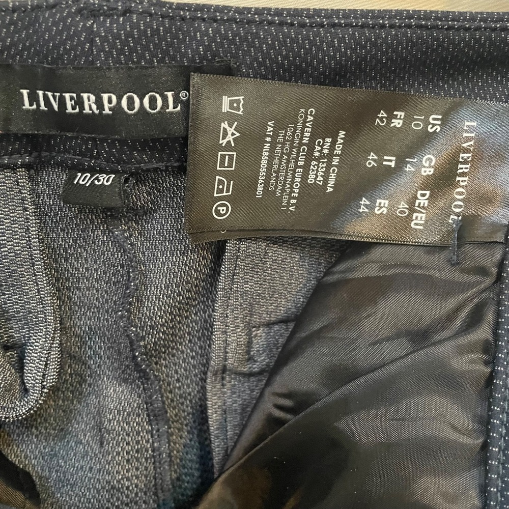 Liverpool Women's Tweed Dress Pants Size 10x30‎ Grey Herringbone Trouser Retro